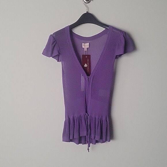 NWT Tracy Reese Anthropologie XS Purple Princess Coquette Peasant Balletcore Top - Picture 1 of 15